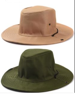 SOMBRERO DE TELA ALA ANCHA CON CORDON SUJEGADOR